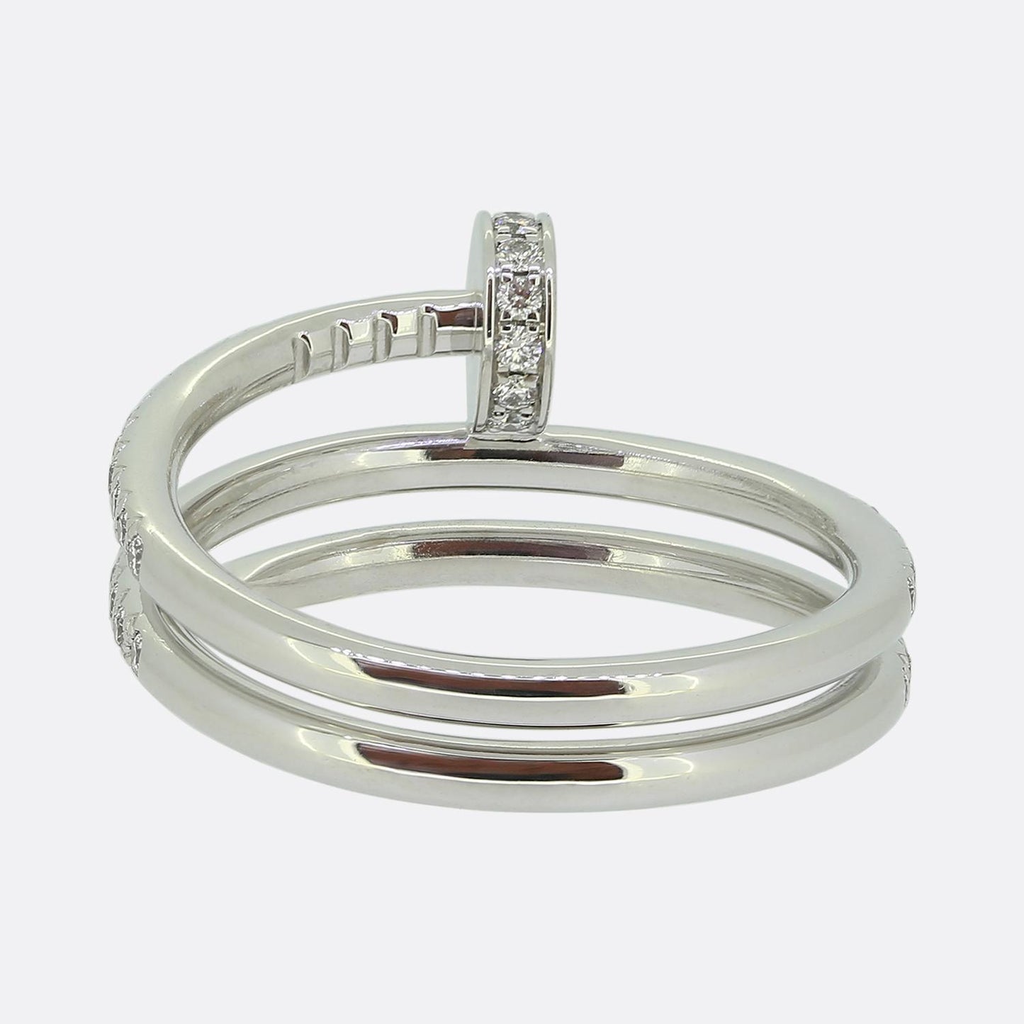 Cartier Juste un Clou Double Semi-Paved Diamond Ring Size N (54)