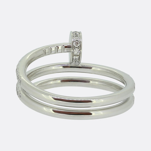 Cartier Juste un Clou Double Semi-Paved Diamond Ring Size N (54)