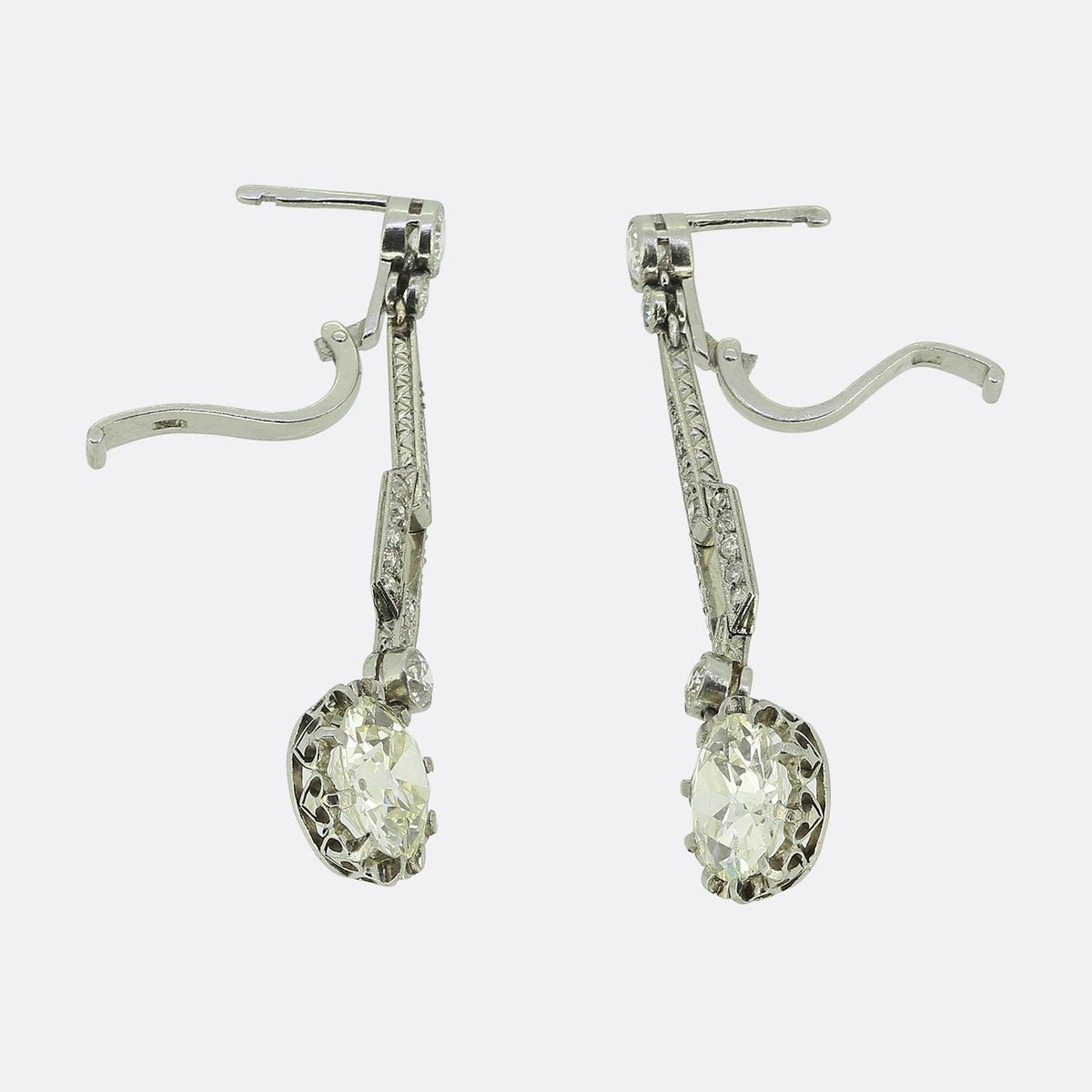 Art Deco 5.03 Carat Diamond Drop Earrings