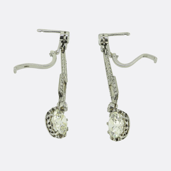 Art Deco 5.03 Carat Diamond Drop Earrings
