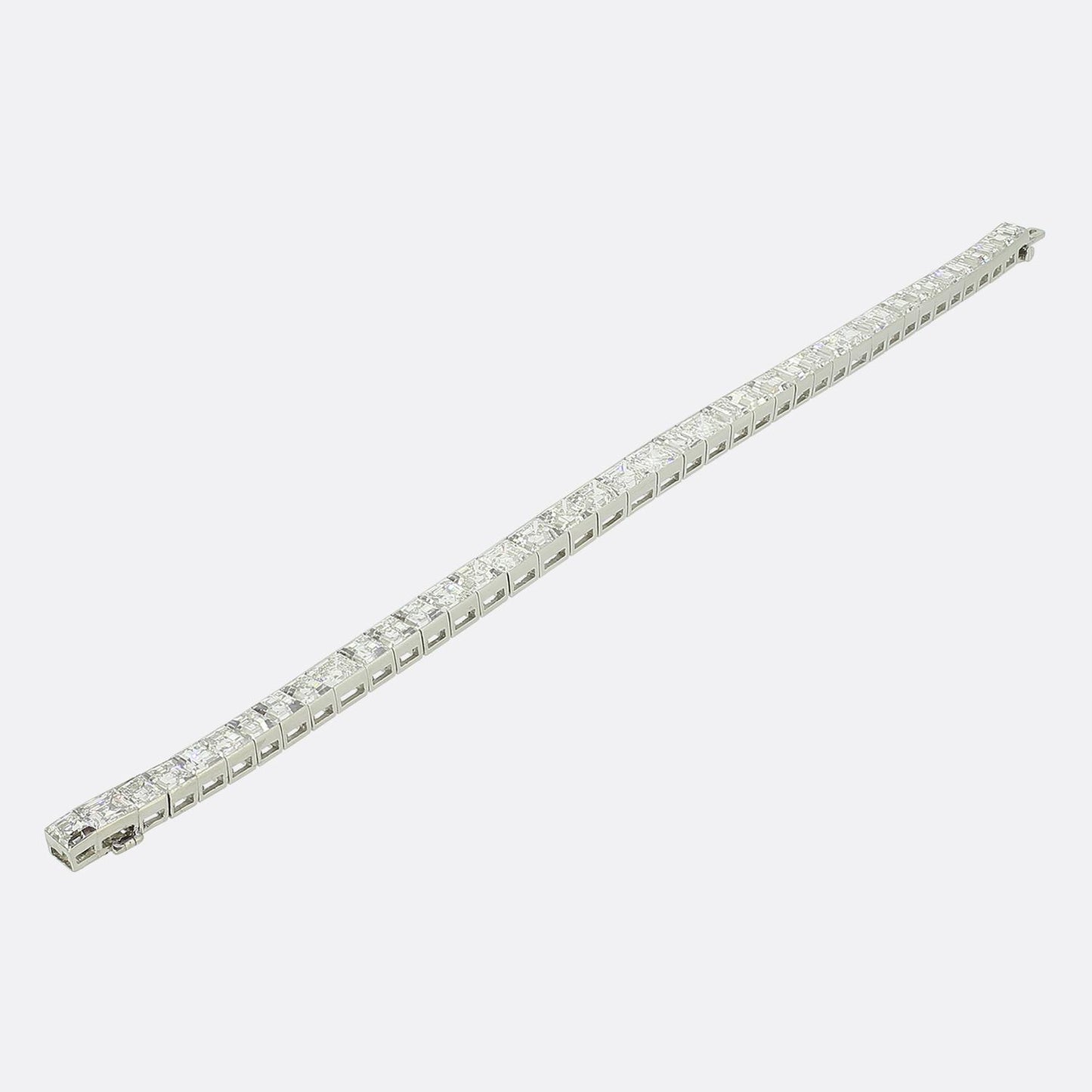 21.00 Carat Carré Cut Diamond Line Bracelet