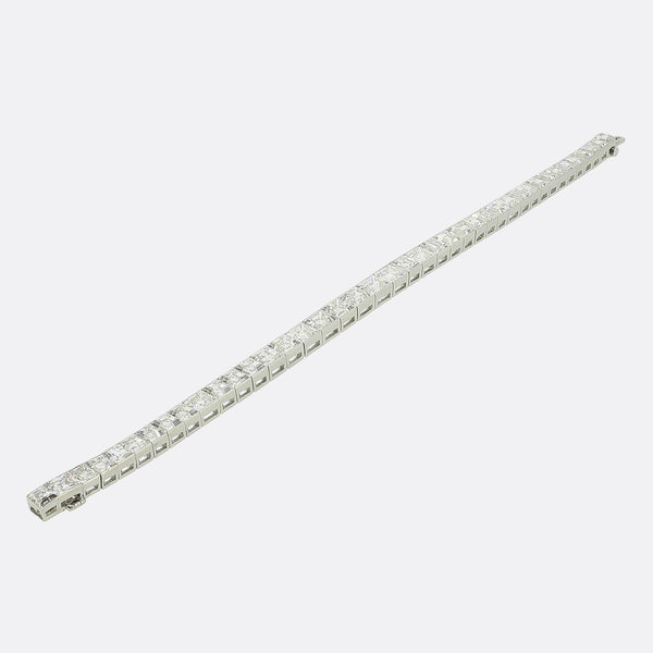 21.00 Carat Carré Cut Diamond Line Bracelet