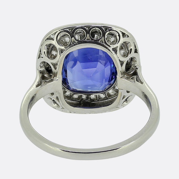 Art Deco 2.70 Carat Ceylon Sapphire and Diamond Ring