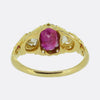 Victorian Burmese Ruby and Diamond Three-Stone Ring