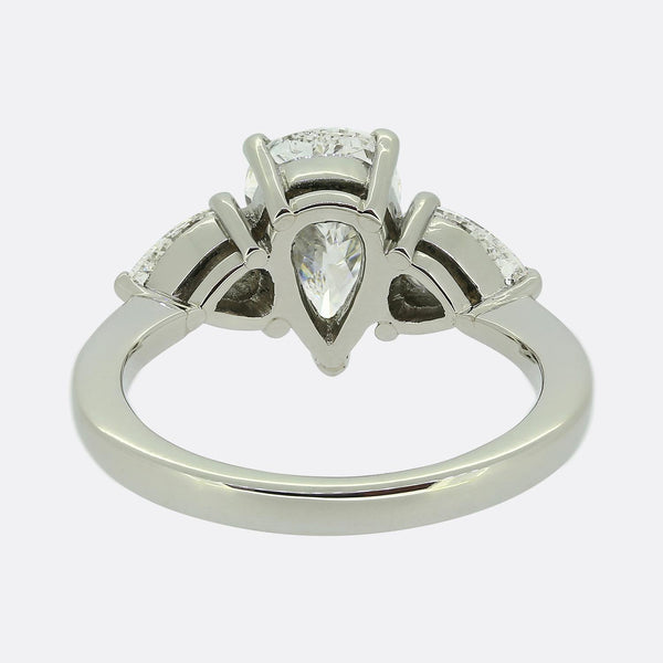 Graff 1.51 Carat Pear-Cut Diamond Three-Stone Promise Engagement Ring