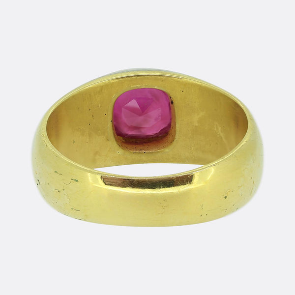 Vintage Burmese Ruby White Enamel Ring