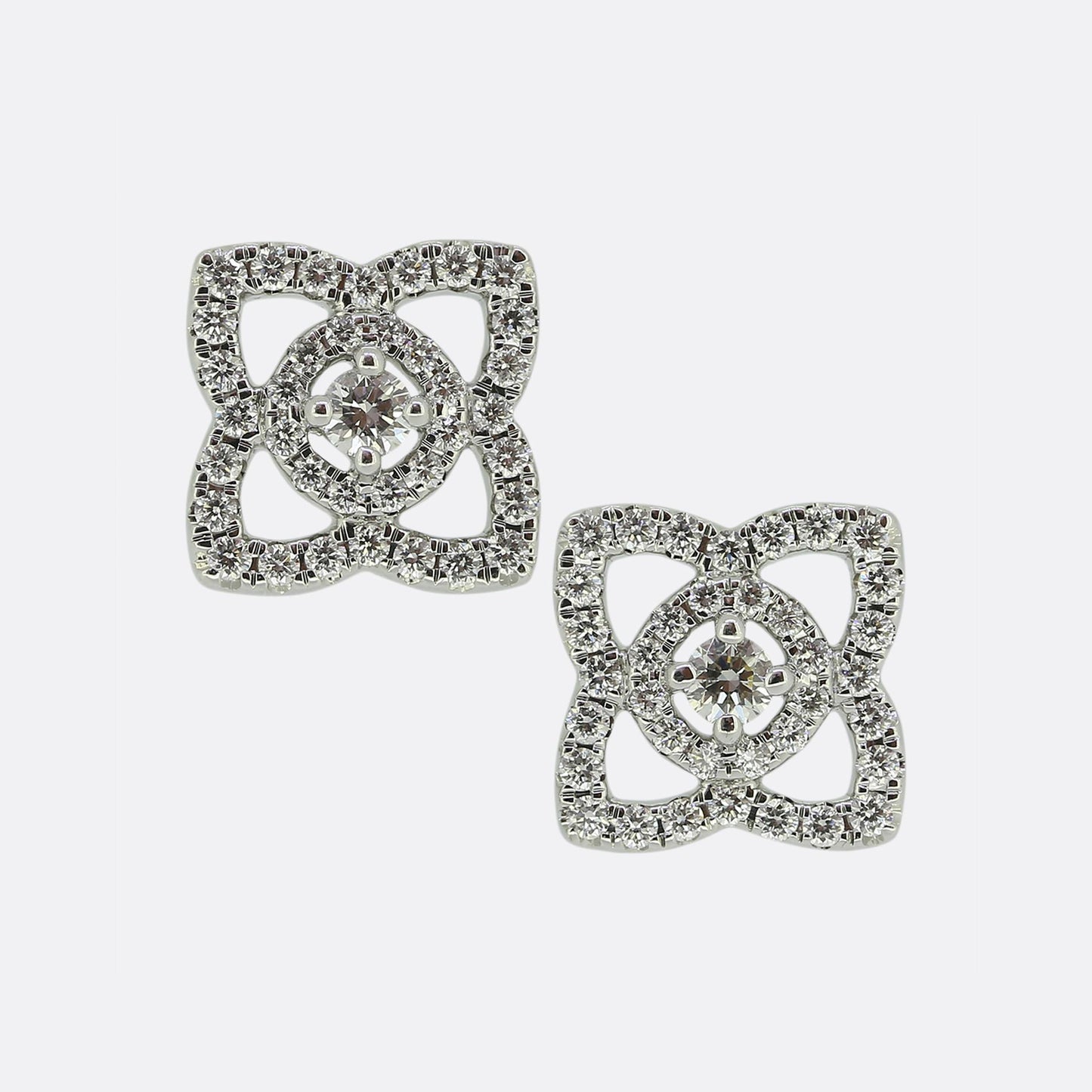 De Beers 0.32 Carat Diamond Lotus Stud Earrings