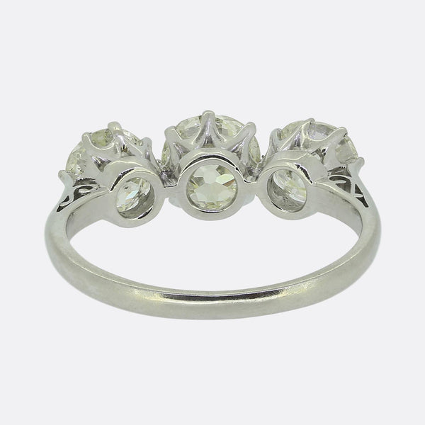 Art Deco Old Cut Diamond Three Stone Ring