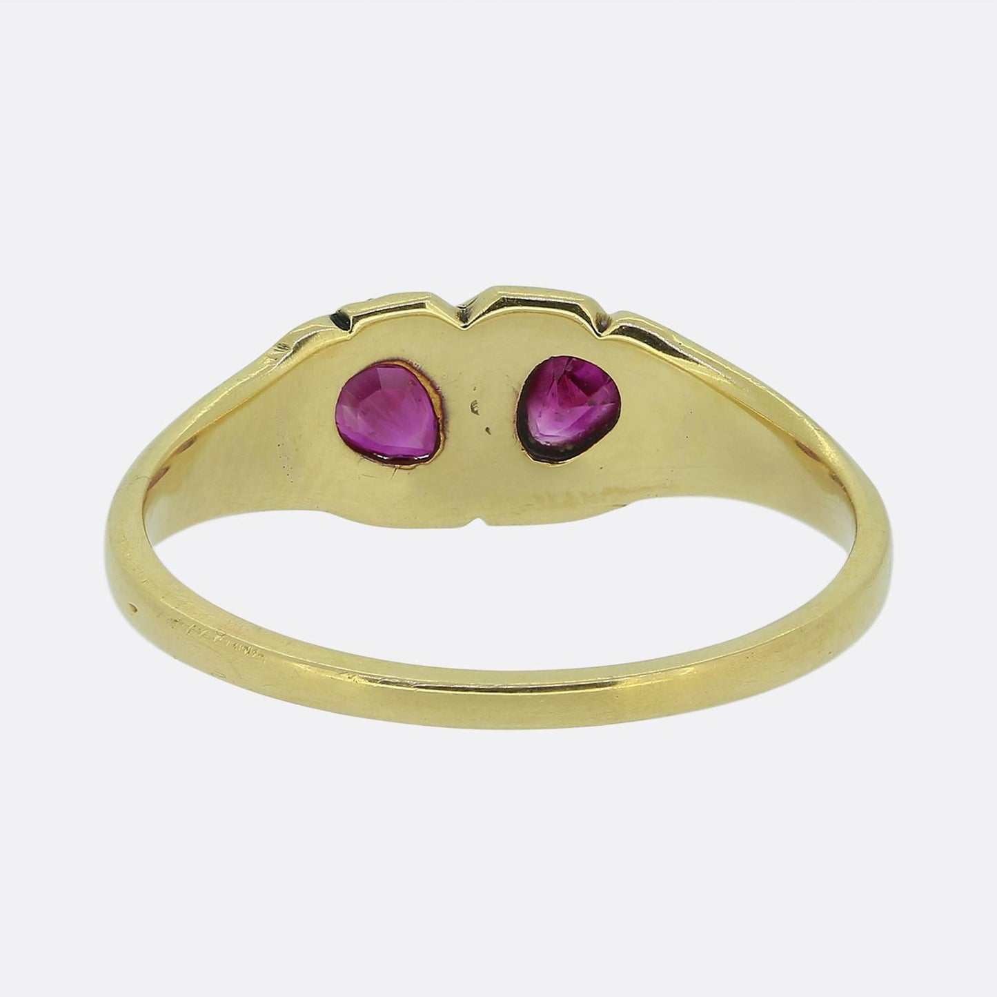 Antique Ruby and Diamond Double Heart Ring