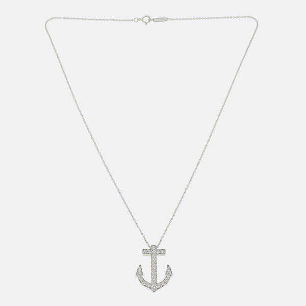 Tiffany & Co Diamond Anchor Pendant Necklace