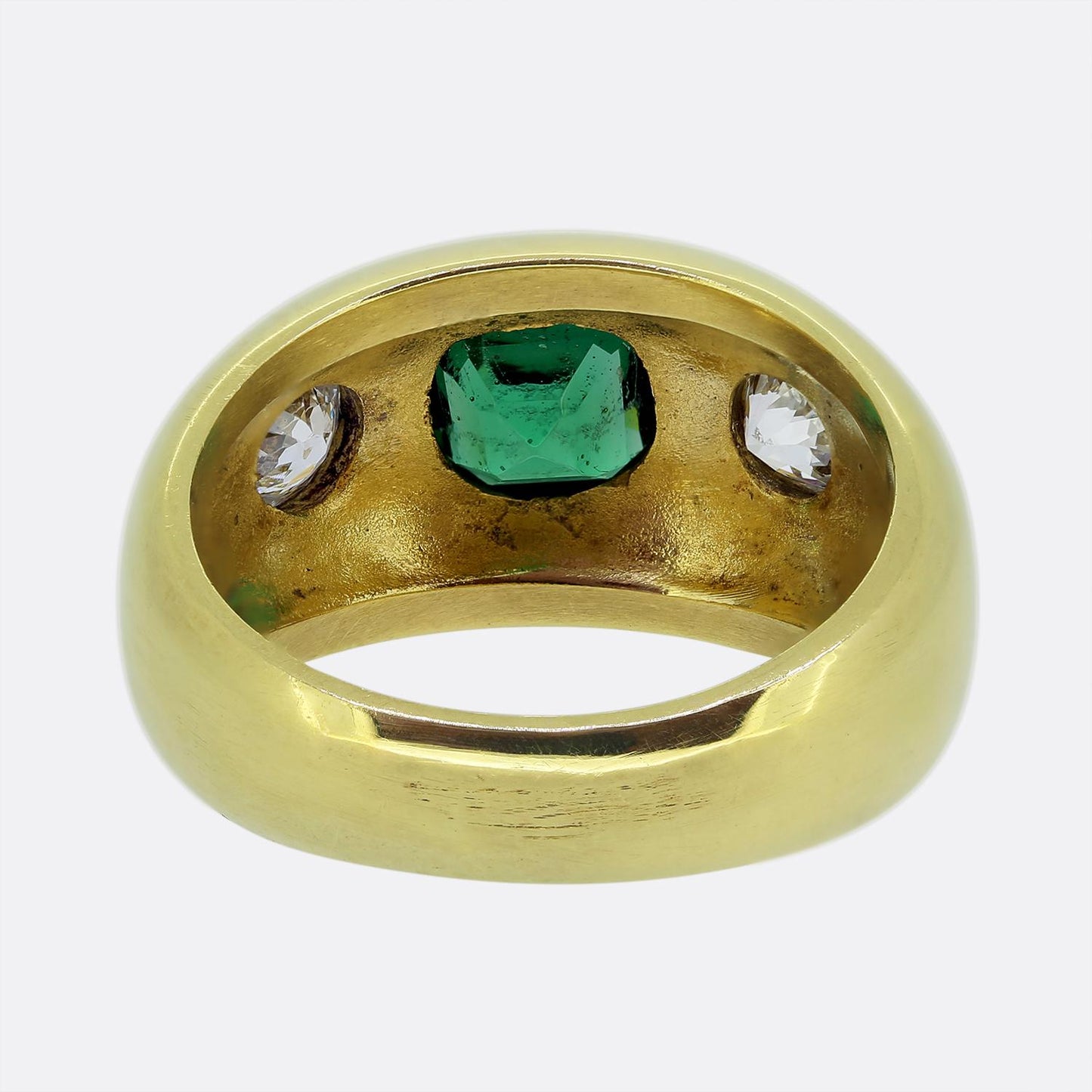 Antique Emerald and Diamond Three-Stone Ring