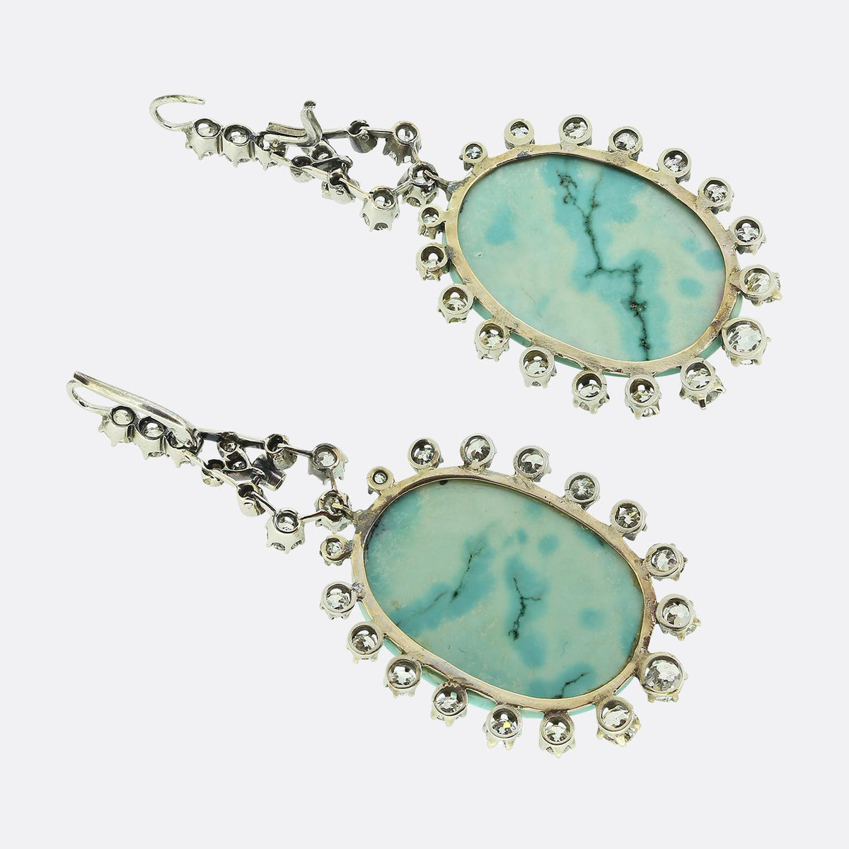 Edwardian Turquoise and Diamond Drop Earrings