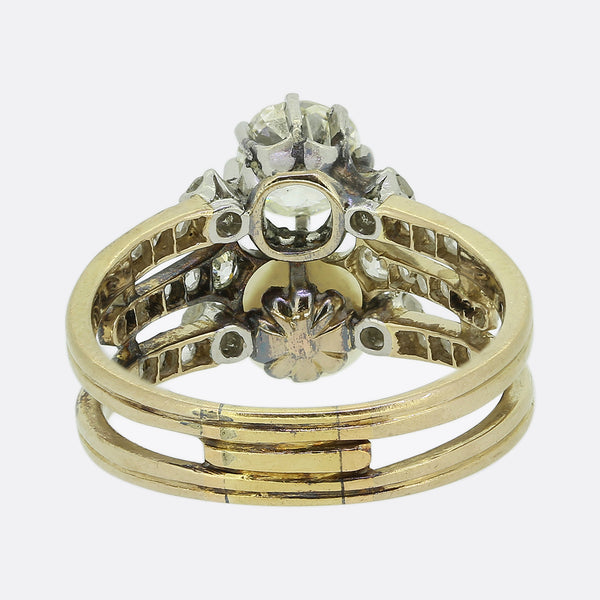 Antique Pearl and Diamond Three Row Ring