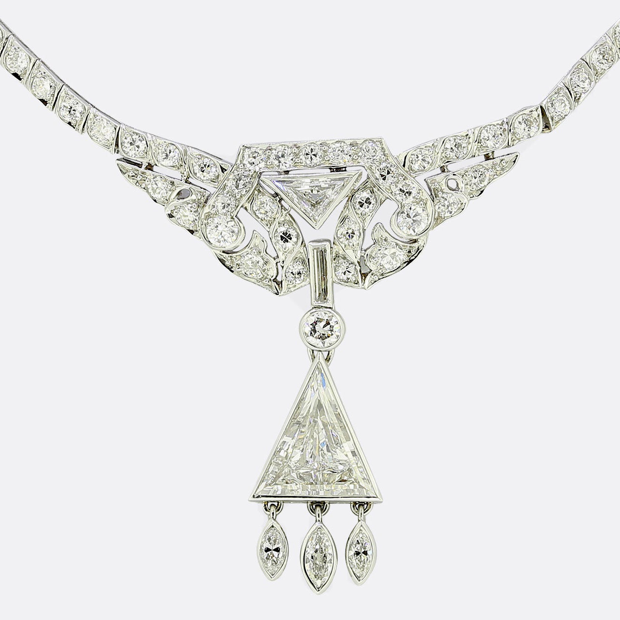 Art Deco 3.90 Carat Diamond Cluster Necklace