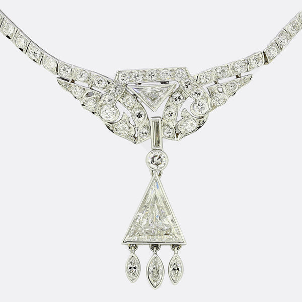 Art Deco 3.90 Carat Diamond Cluster Necklace