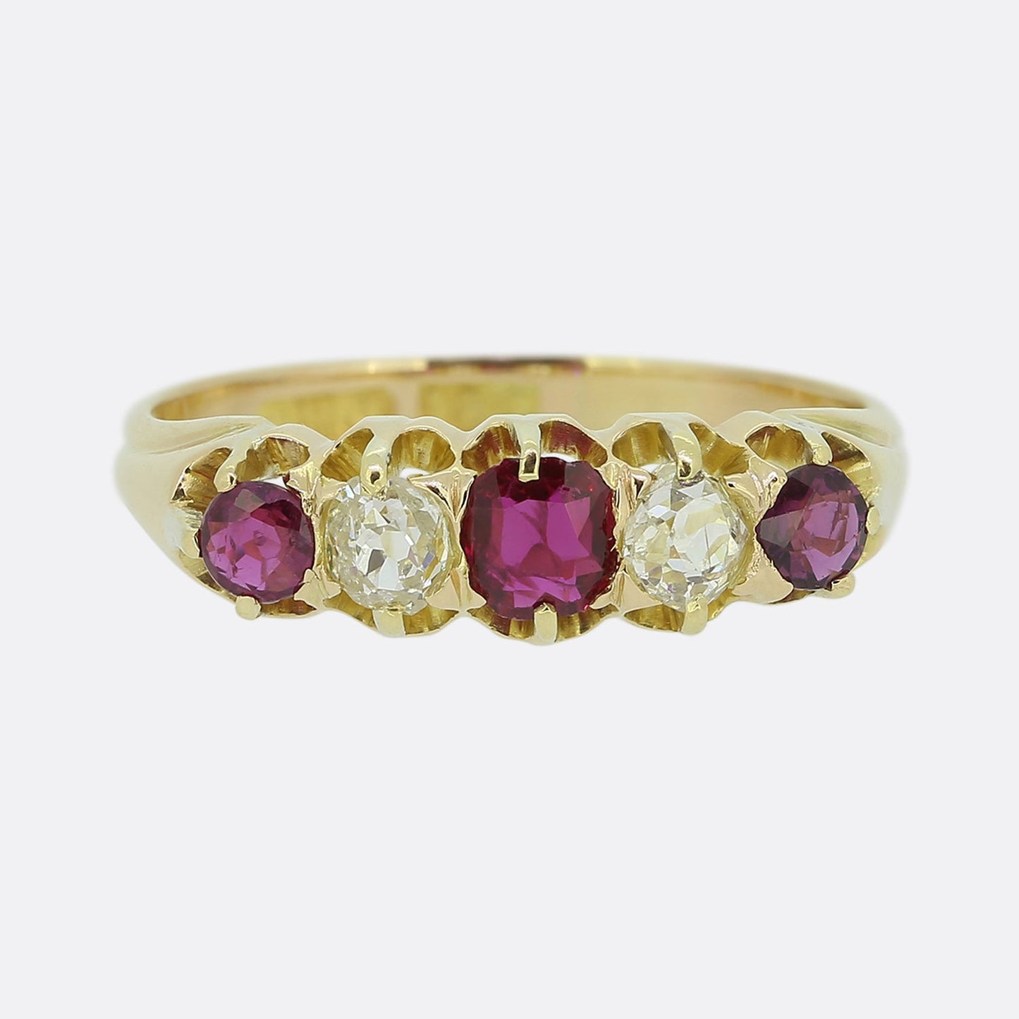 Edwardian Five-Stone Ruby and Diamond Ring