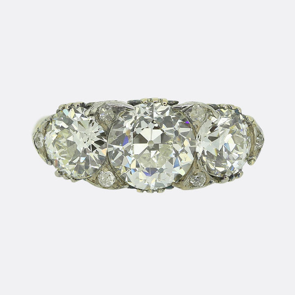Victorian 3.92 Carat Diamond Three-Stone Ring