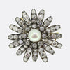 Antique Natural Pearl Diamond Flower Pendant Brooch