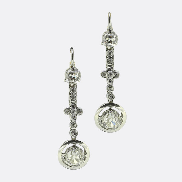 Edwardian Old Cut Diamond Drop Earrings
