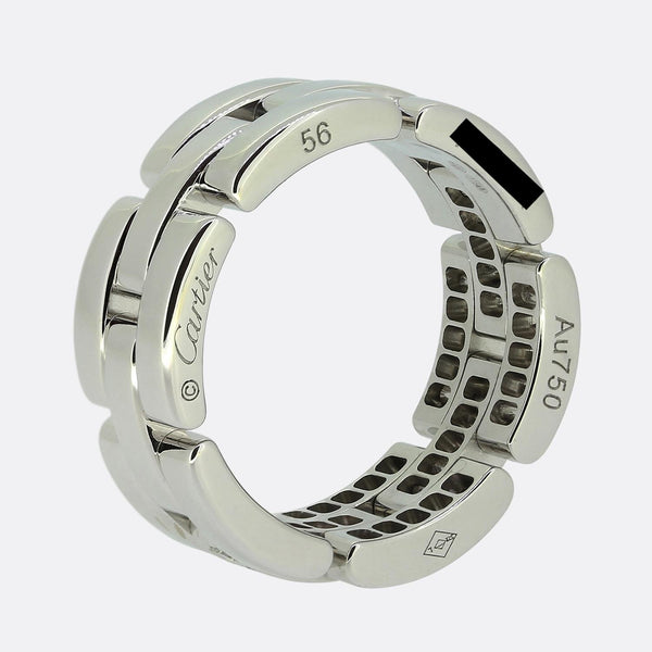 Carter Maillon Panthère Triple Row Half-Paved Diamond Ring Size P (56)