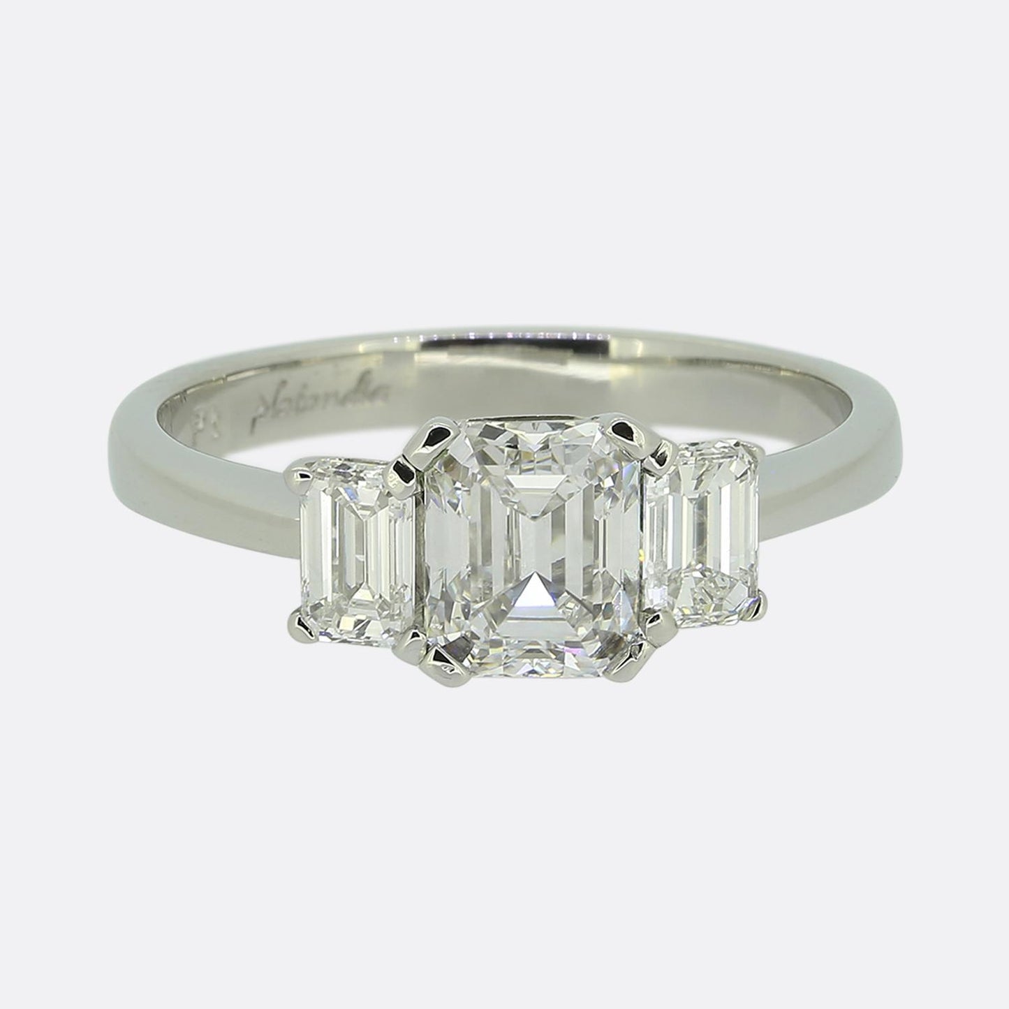 1.00 Carat Emerald Cut Diamond Three-Stone Engagement Ring
