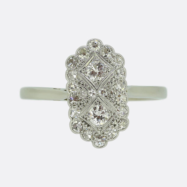 Art Deco Style 0.50 Carat Diamond Plaque Ring