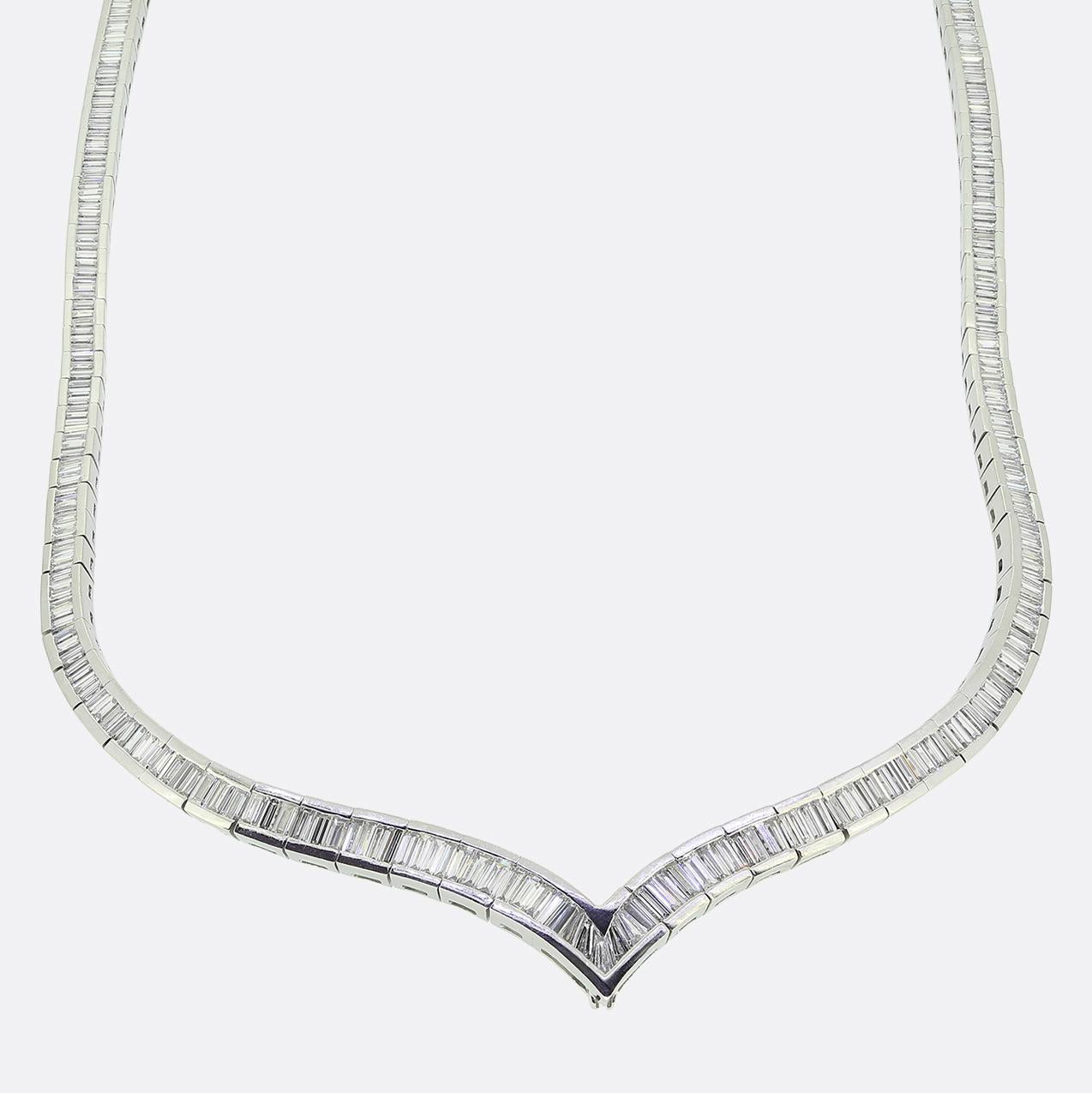Art Deco 11.99 Carat Baguette Cut Diamond Necklace