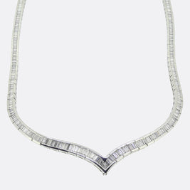 Art Deco 11.99 Carat Baguette Cut Diamond Necklace