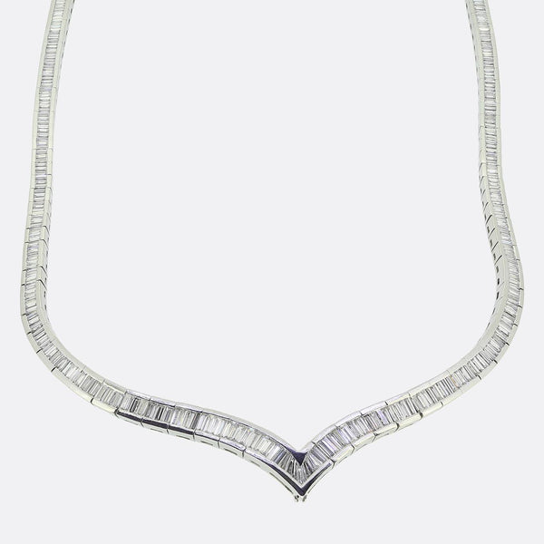 Art Deco 11.99 Carat Baguette Cut Diamond Necklace
