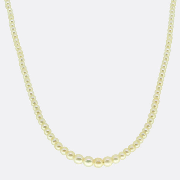 Natural Pearl Necklace with Sapphire and Diamond Clasp