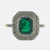 Art Deco 1.80 Carat Emerald and Diamond Cluster Ring