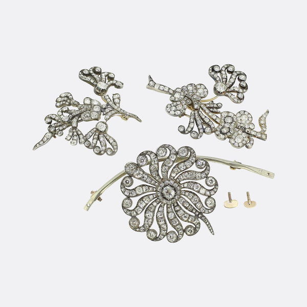 Antique Diamond Tremblant Corsage Spray Brooch