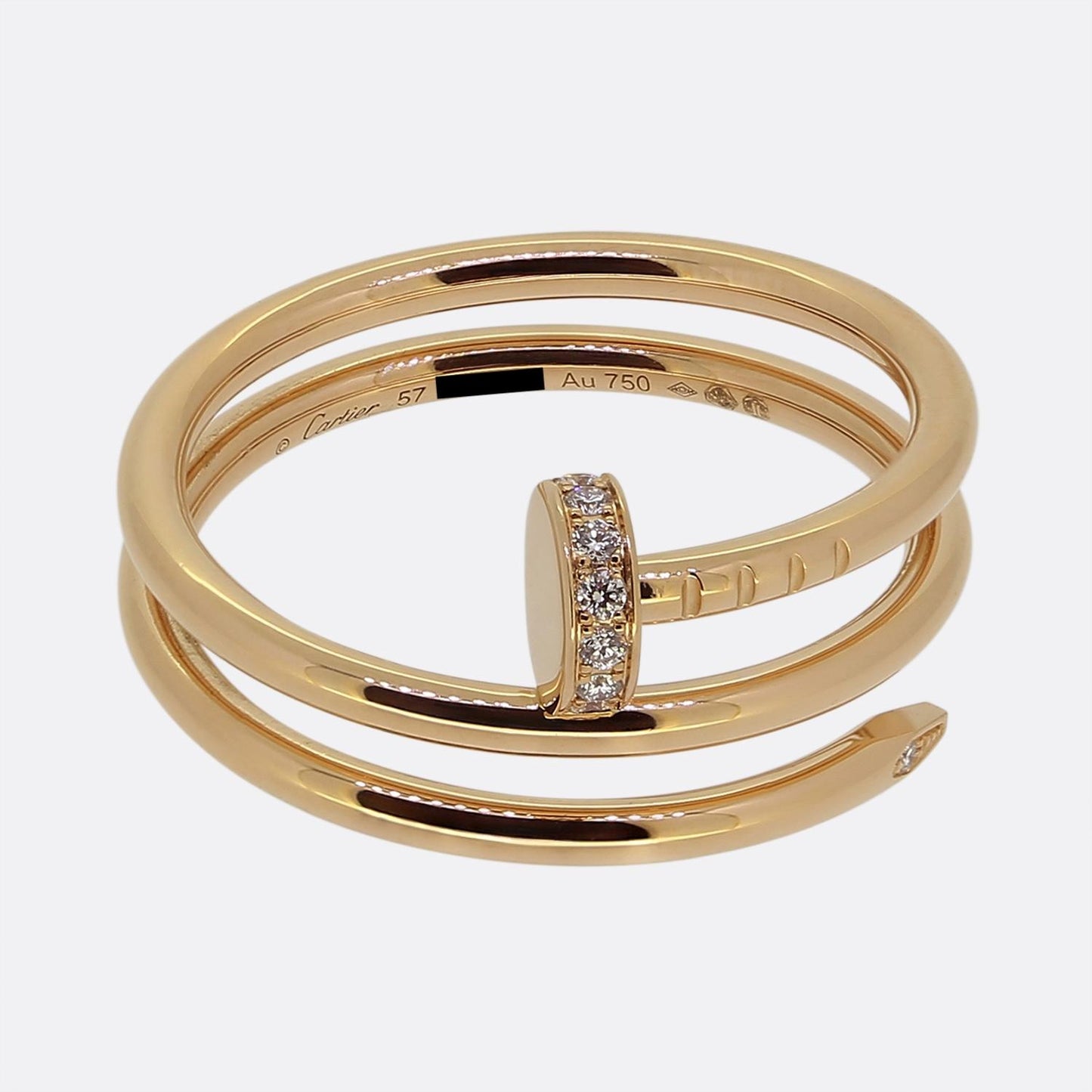 Cartier Juste Un Cloue Double Diamond Ring Size P 1/2 (57)