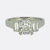 2.33 Carat Asscher Cut Diamond and Baguette Cut Diamond Three-Stone Ring