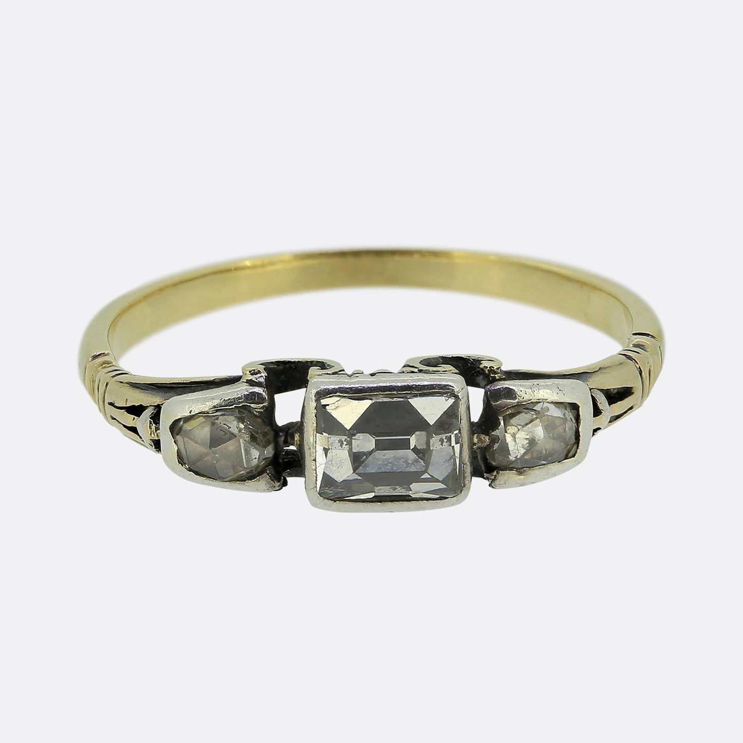Georgian Table-Cut Diamond Three-Stone Ring