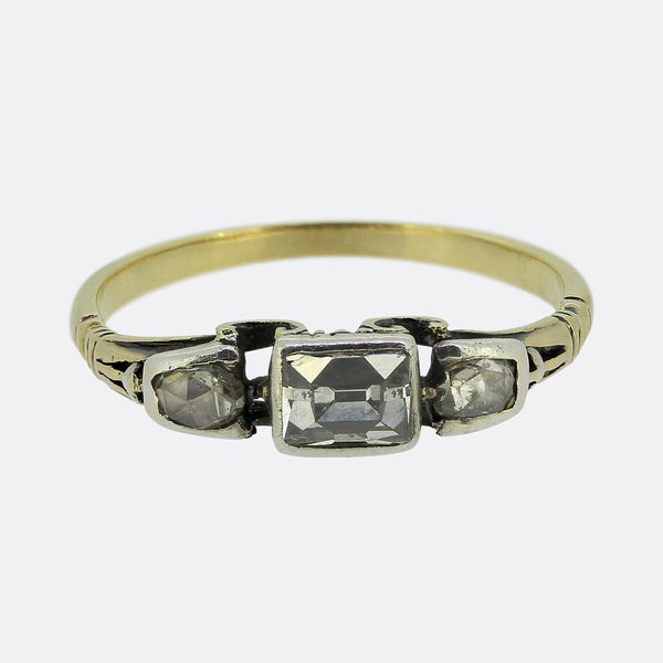 Georgian Table-Cut Diamond Three-Stone Ring