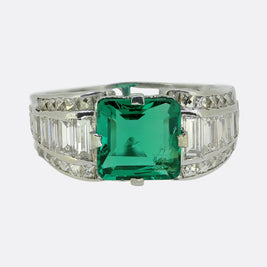 1.50 Carat Emerald and Diamond Ring