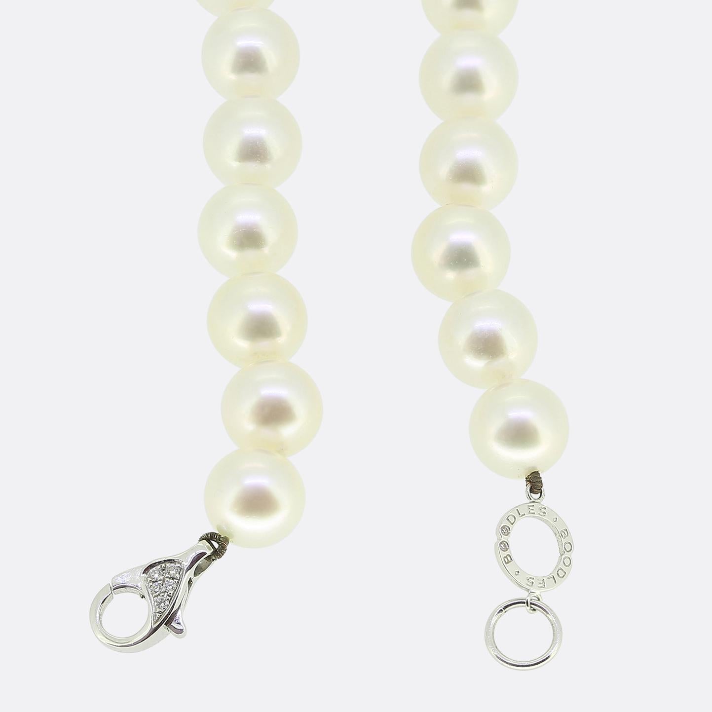Boodles Pearl and Rose Quartz Pendant Necklace