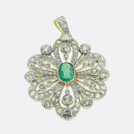 Art Deco Emerald and Diamond Pendant
