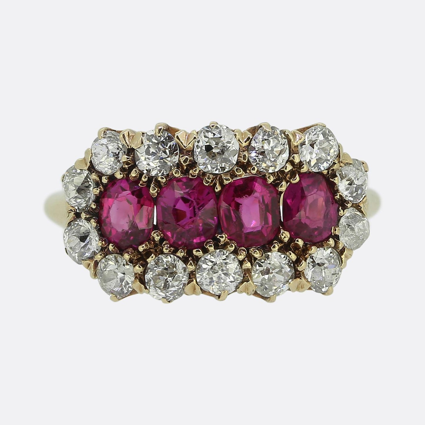 Victorian Ruby Four-Stone and Diamond Ring