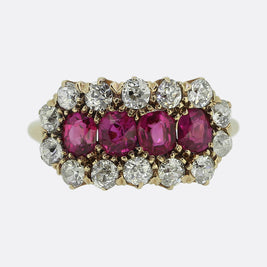 Victorian Ruby Four-Stone and Diamond Ring