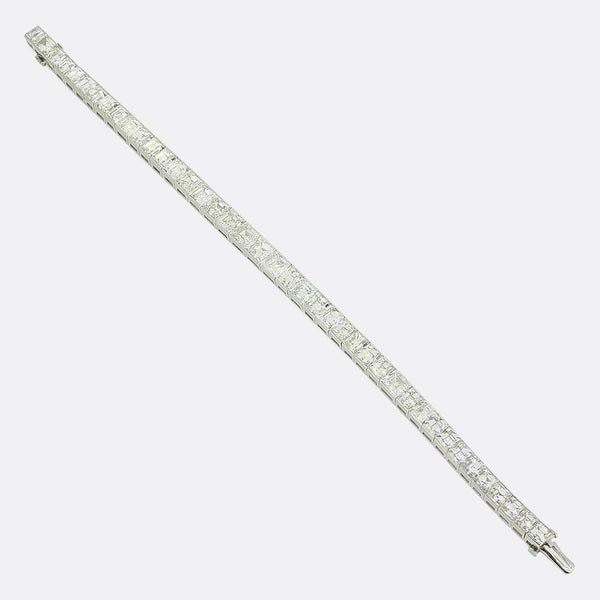 21.00 Carat Carré Cut Diamond Line Bracelet