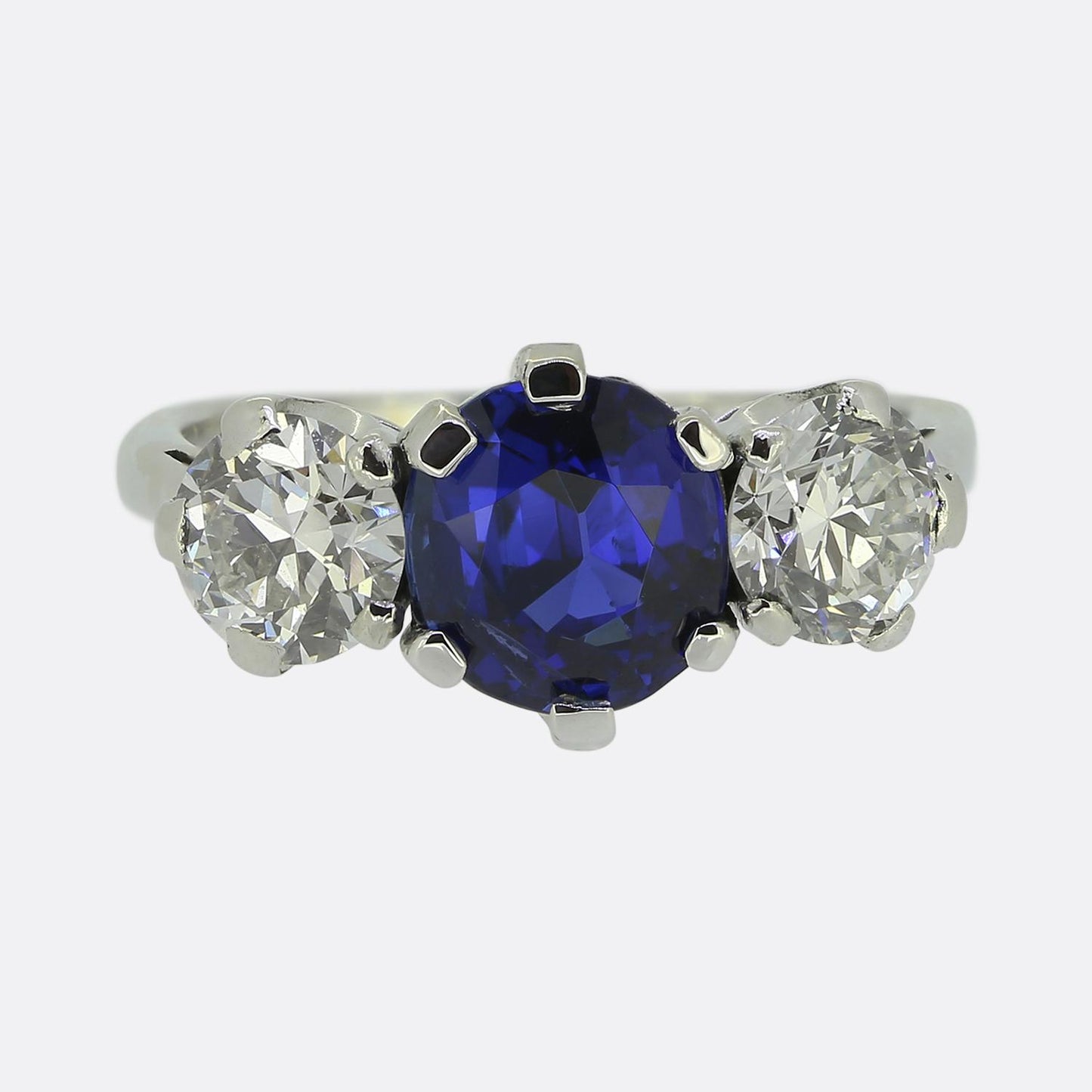 Vintage Sapphire Diamond Three Stone Ring