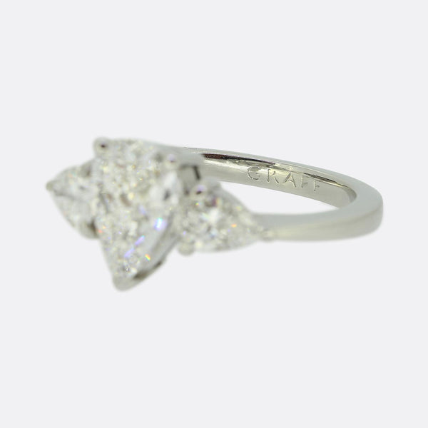 Graff 1.51 Carat Pear-Cut Diamond Three-Stone Promise Engagement Ring