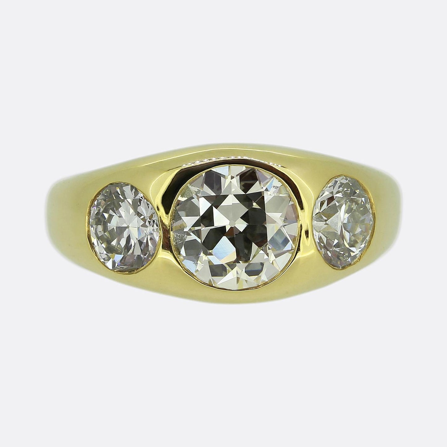 3.05 Carat Old Cut Diamond Three-Stone Ring