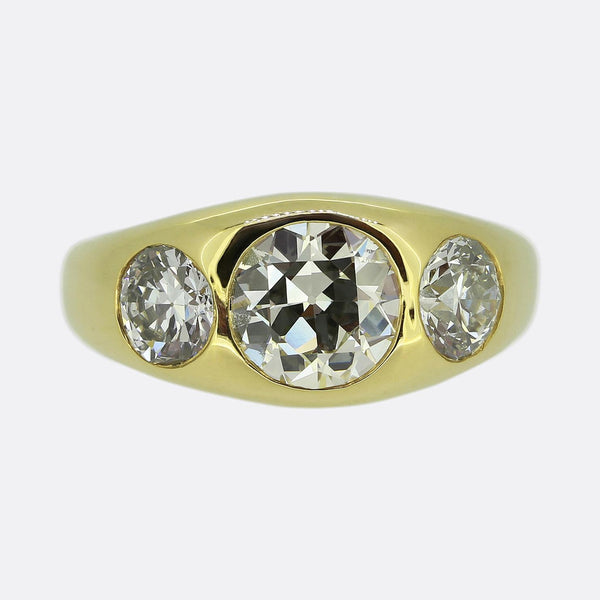 3.05 Carat Old Cut Diamond Three-Stone Ring