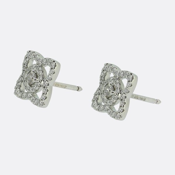 De Beers 0.32 Carat Diamond Lotus Stud Earrings