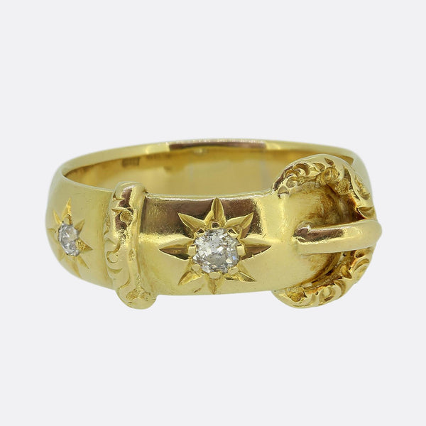 Antique Two-Diamond Buckle Ring