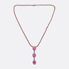 Art Deco Cabochon Burmese Ruby and Pink Sapphire Necklace