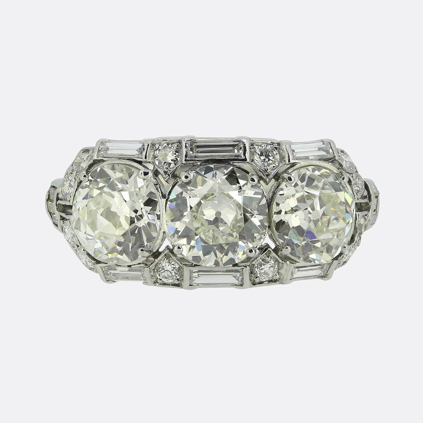 Late Art Deco Diamond Three-Stone Ring